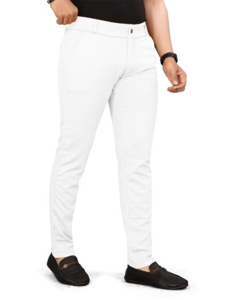 White 2 Way Plain Strachble Trouser